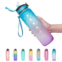 1000ml space cup tritan material outdoor portable fitness water bottle bounce cover gradient water cup