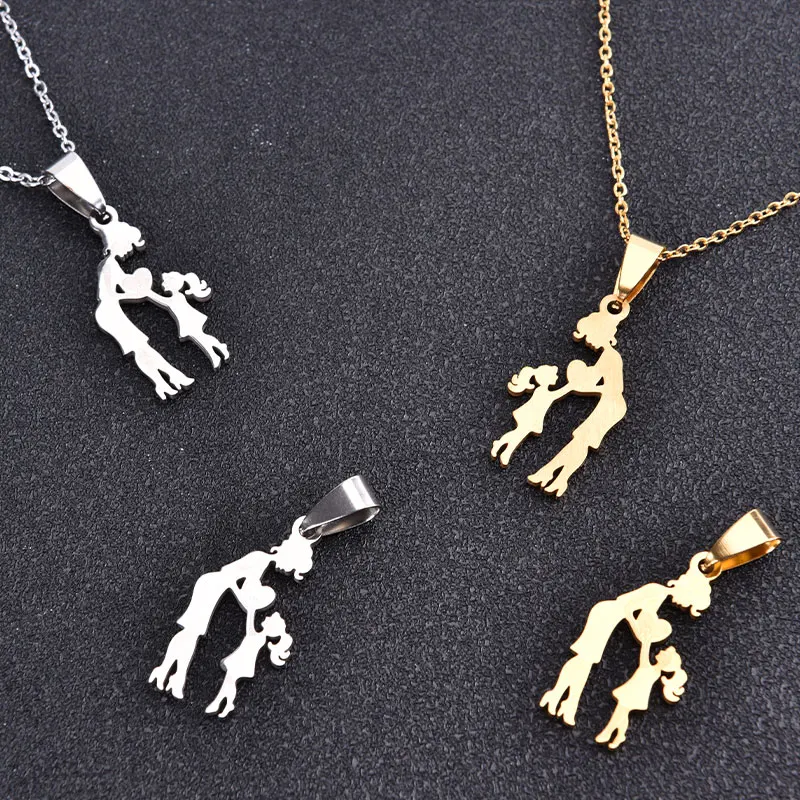 

Mom Daughter Stainless Steel Chain Necklace Silver Color Necklaces Pendants Jewelry mujer Mother's Day Christmas Gift