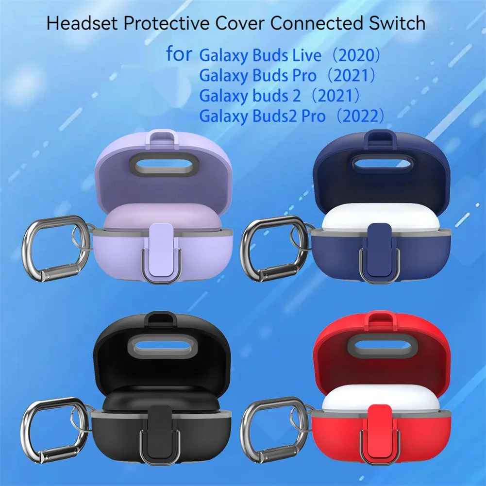 Купи Earphone Case Shockproof Protective Cover With Rope Carabiner Compatible For Samsung Galaxy Buds Live/Pro/2 Headphone за 462 рублей в магазине AliExpress