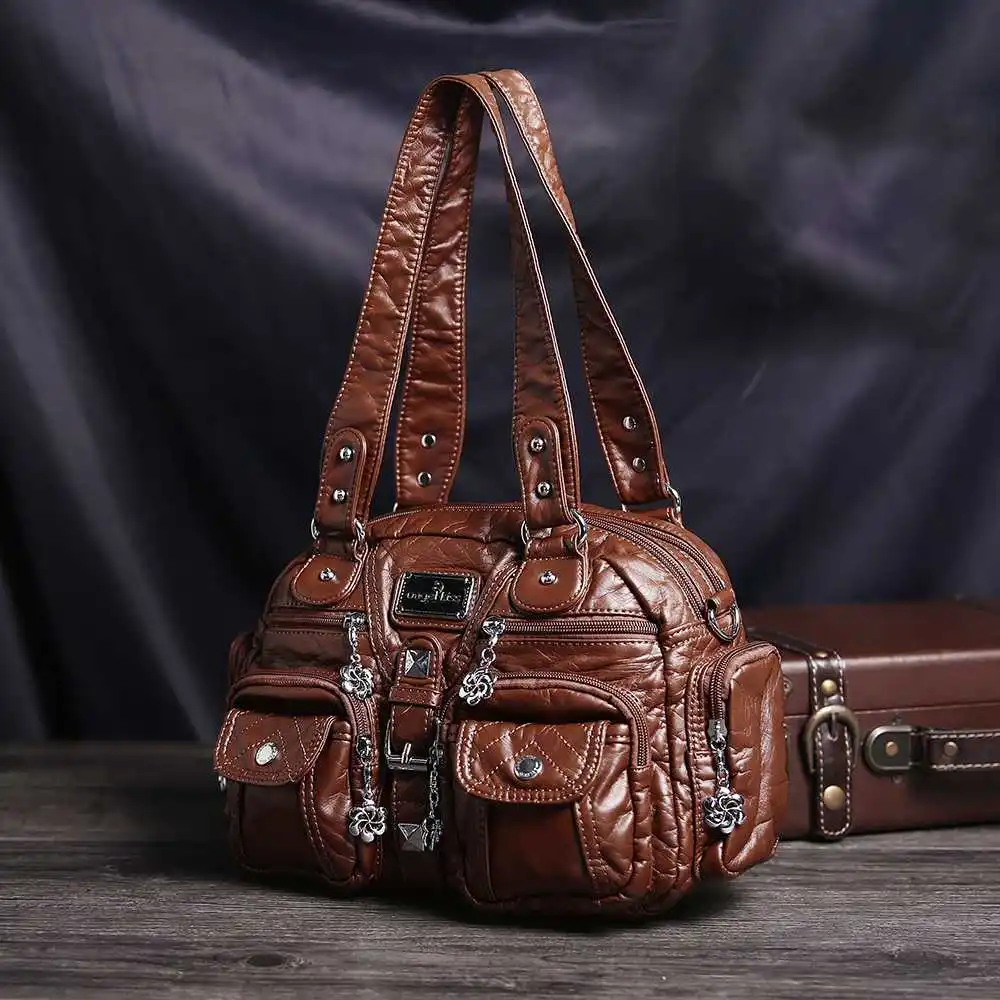 

2022 New Women Multi-Pocket Casual Crossbody Bag Soild Shoulder Bag Retro Designer Girls Large Capacity Travel HangBag Totes Bag