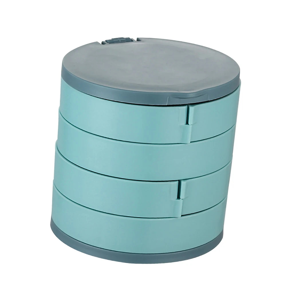 

Jewelry Storage Box Plastic Necklace Container Dust-proof 360 Degrees Rotating Jewelry Organizer, White