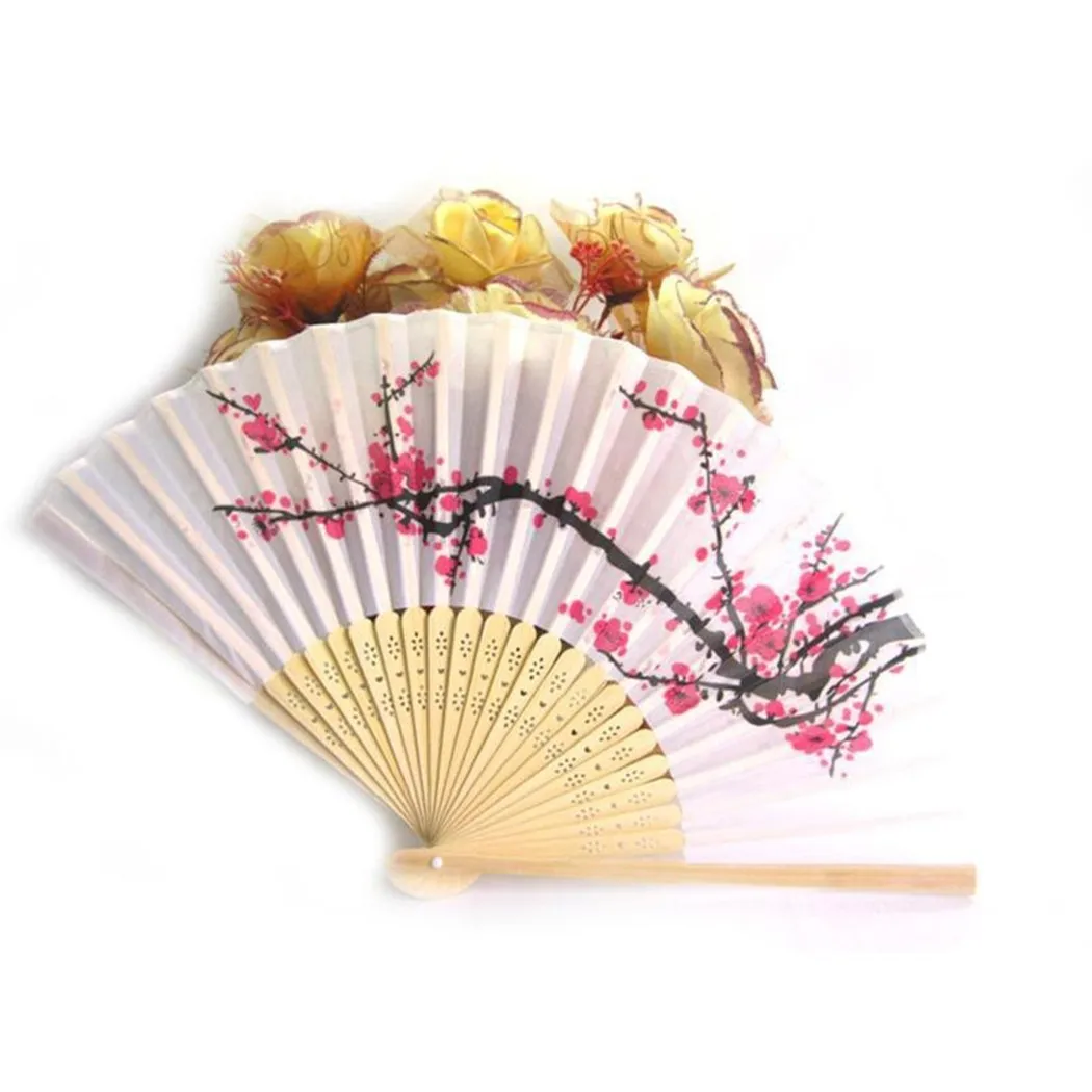 

Hand Fan Chinese Vintage Style Cherry Blossom Fans Asian Wedding Favor Gift Party Dance Folding Fans Decor Ornaments