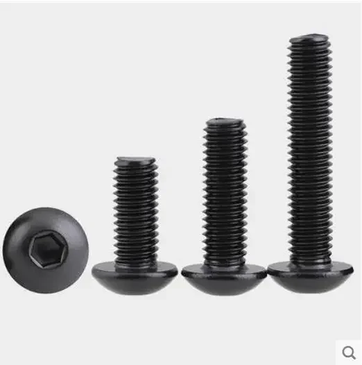 

5-100pcs Hex round button head screw M1.6 M2 M2.5 M3 M3.5 M4 M5 M6 M7 M8 Grade 10.9 ISO7380 Black Button Allen Bolts