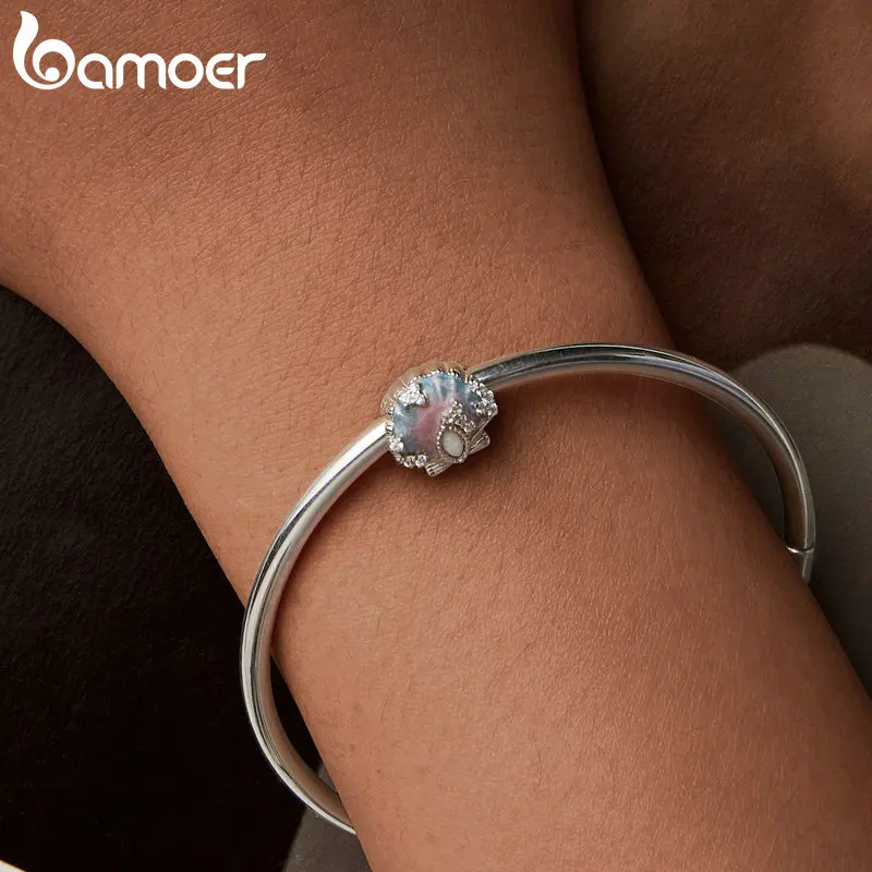 Женский браслет из серебра 100% пробы с ракушками и морскими звездами