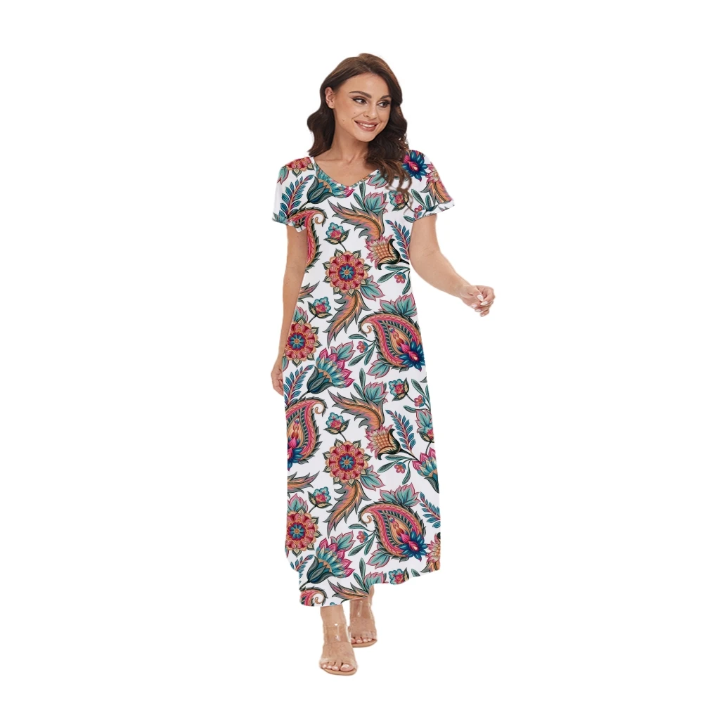 

Женское платье с асимметричным подолом и коротким рукавом