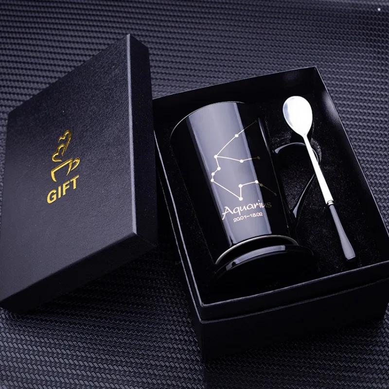 Пара керамических чашек серии двенадцать созвездий Офисная чашка с крышкой и