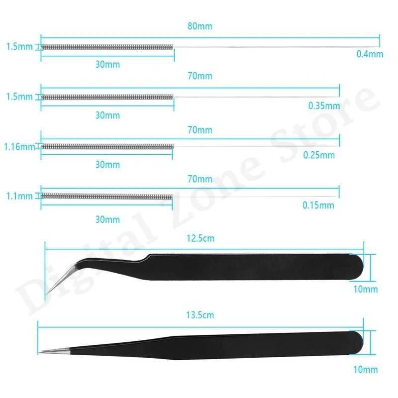 

35 шт., иглы для чистки сопел 3D принтера, 0,15 ММ, 0,25 мм, 0,35 мм, 0,4 мм