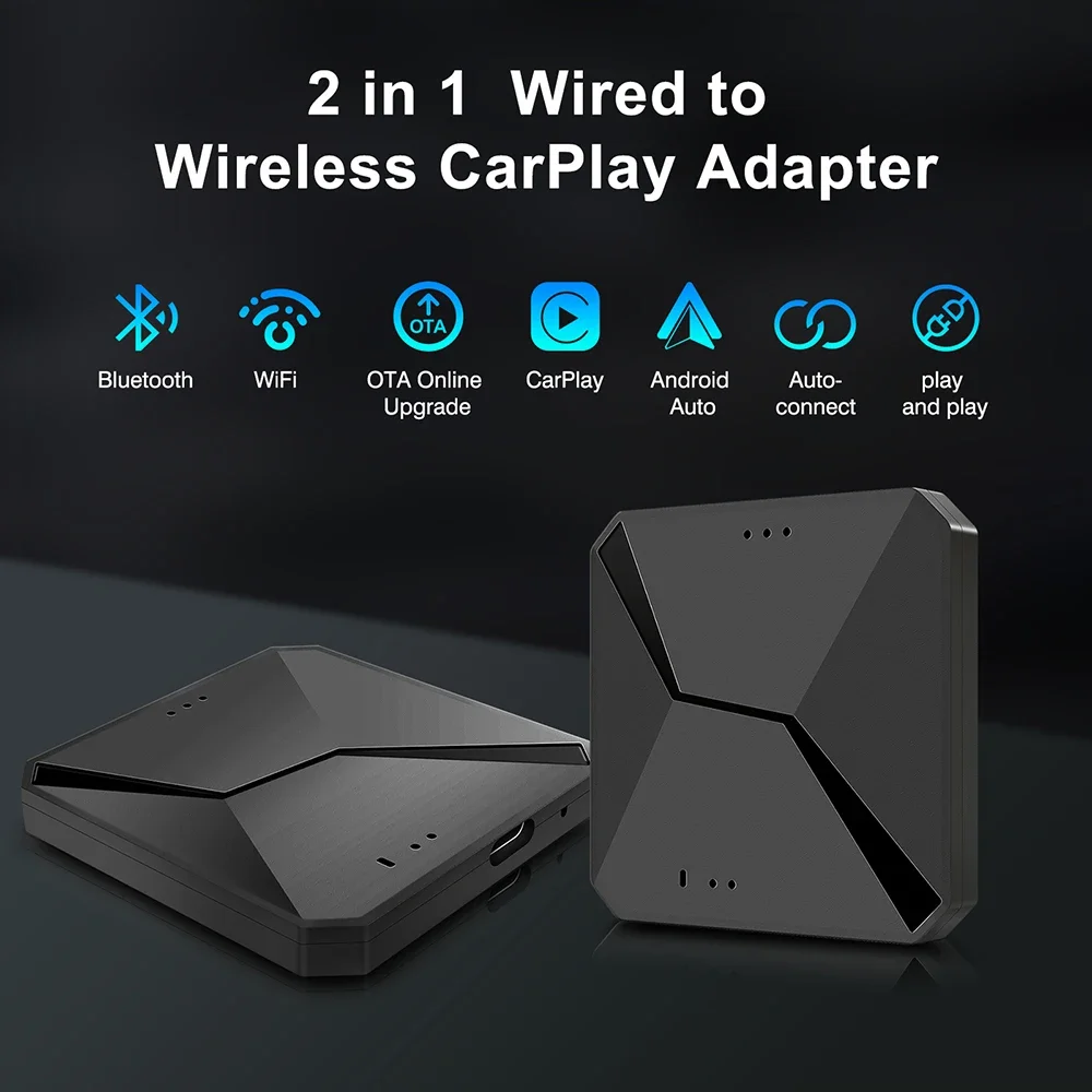 2 в 1 проводной к беспроводному Carplay и Android автомобильный мини-адаптер AI Box Plug and Play Dongle быстрое подключение st Connect (art.: 3920ca12a45f2) - 3920ca12a45f2