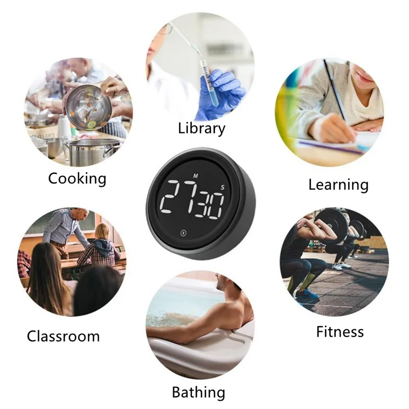 LED Digital Time Alarm Remind Magnetic Counter Manual Electronic Countdown Timer for Kitchen Cooking Shower Study |