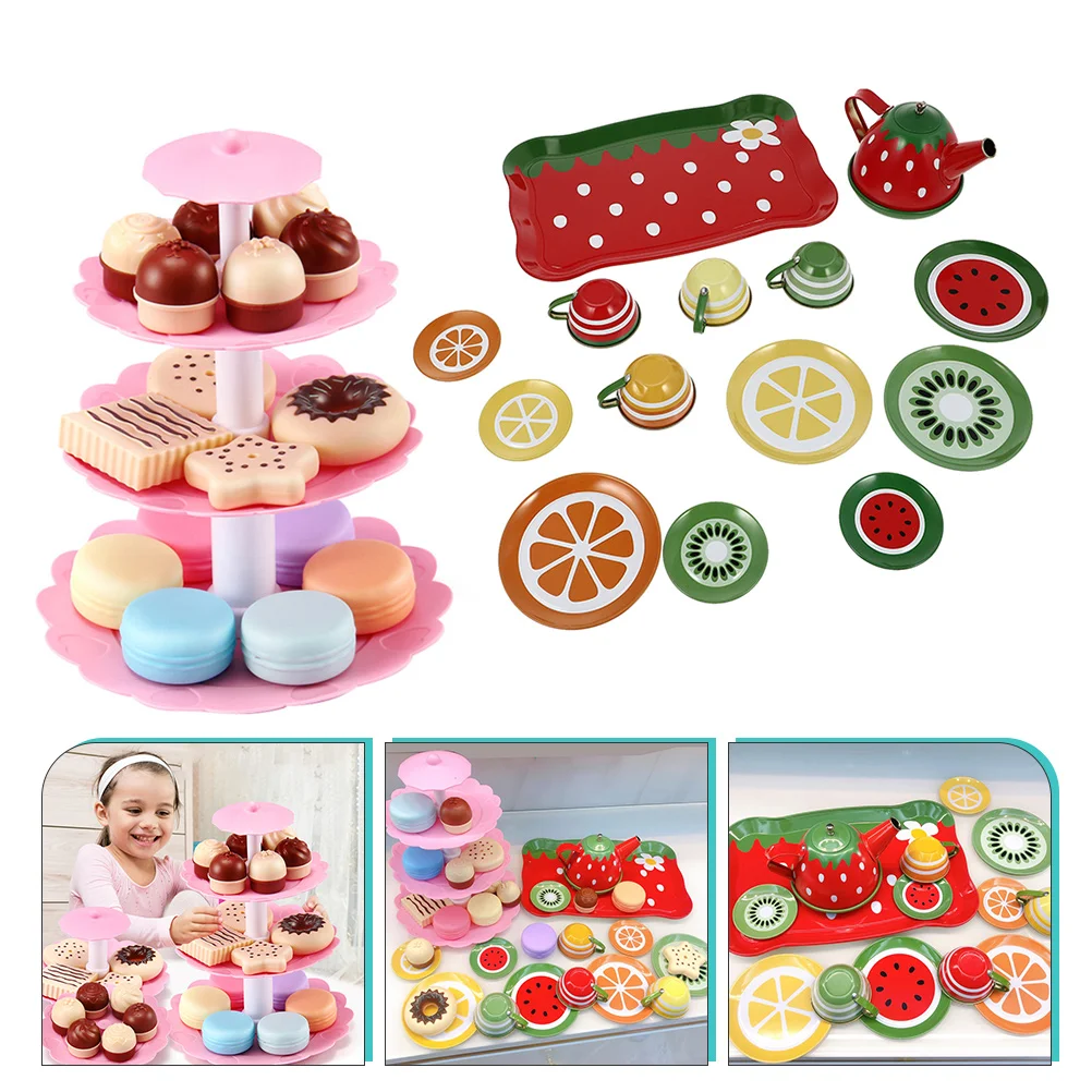 

1 Set Kids Tea Set Pretend Tin Teapot Set Imitation Tea Set Plaything