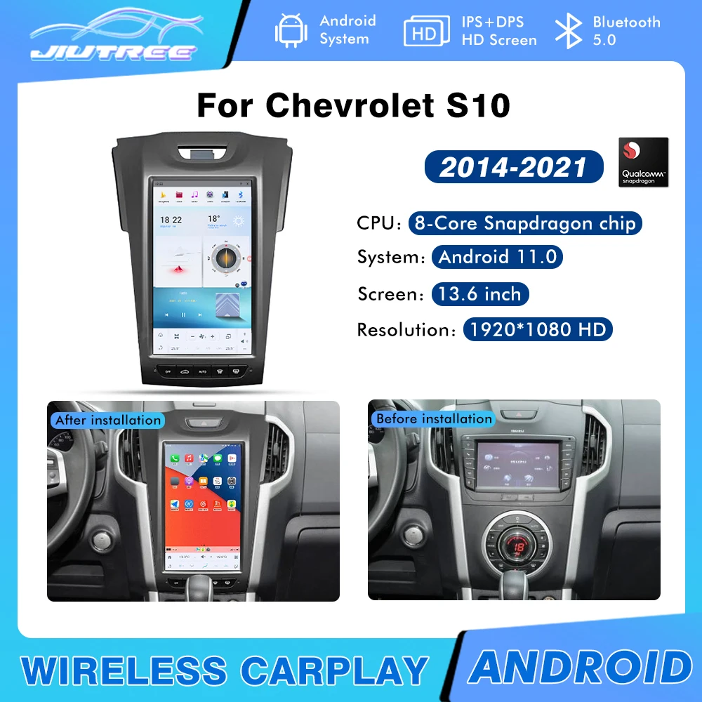 

Автомобильный радиоприемник 13,6 дюйма для Chevrolet S10 Isuzu 2014-2021 Android 11,0 аудио автомобильный GPS-навигатор головное устройство мультимедийный DVD-плеер