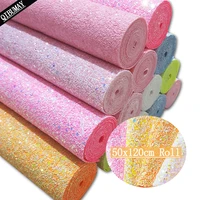 qibu 50x120cm chunky glitter fabric by yard synthetic leather roll for bag decoration diy hairbow accesories crafts supplies