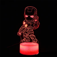 marvel iron man 3d small table lamp touch remote control night light men and women birthday gift lights q version of iron man
