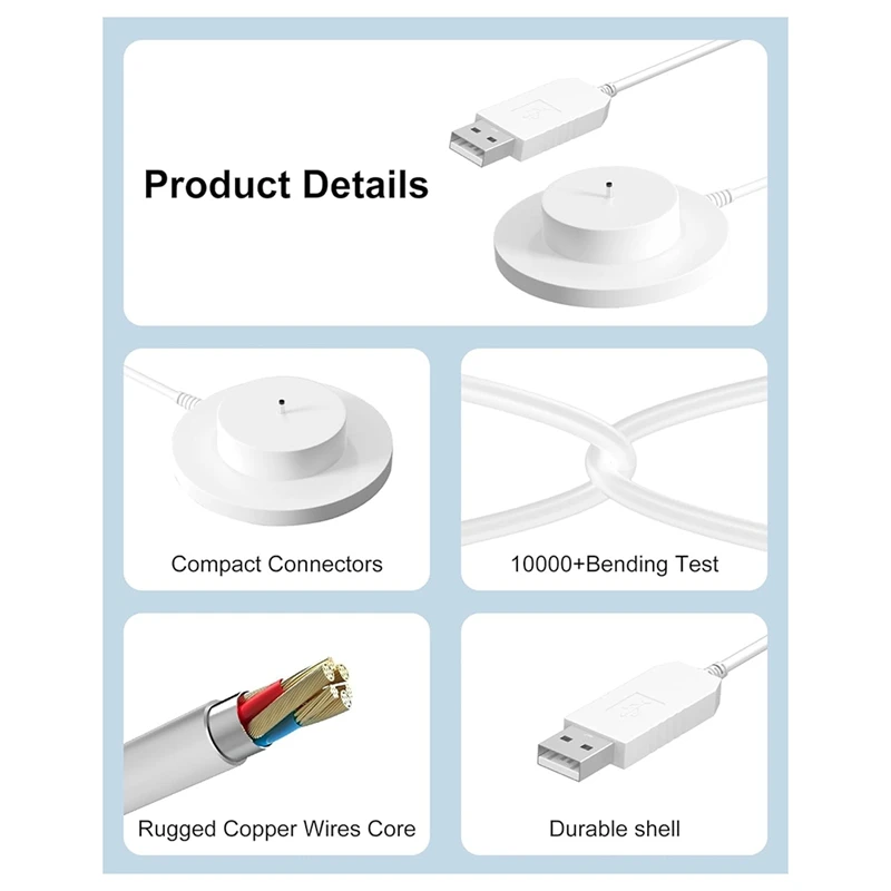 Фото Сменный USB-кабель питания DT21 для аудиоплеера Toniebox, адаптер зарядной базовой станции 9В 1.6А для Toniebox, белый. №5