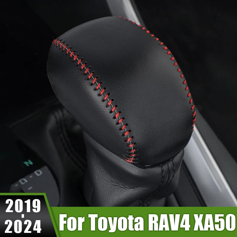 

For Toyota RAV4 XA50 2019 2020 2021 2022 2023 2024 RAV 4 Hybrid PU Leather Car Gear Shift Knob Cover Case Handbrake Decoration