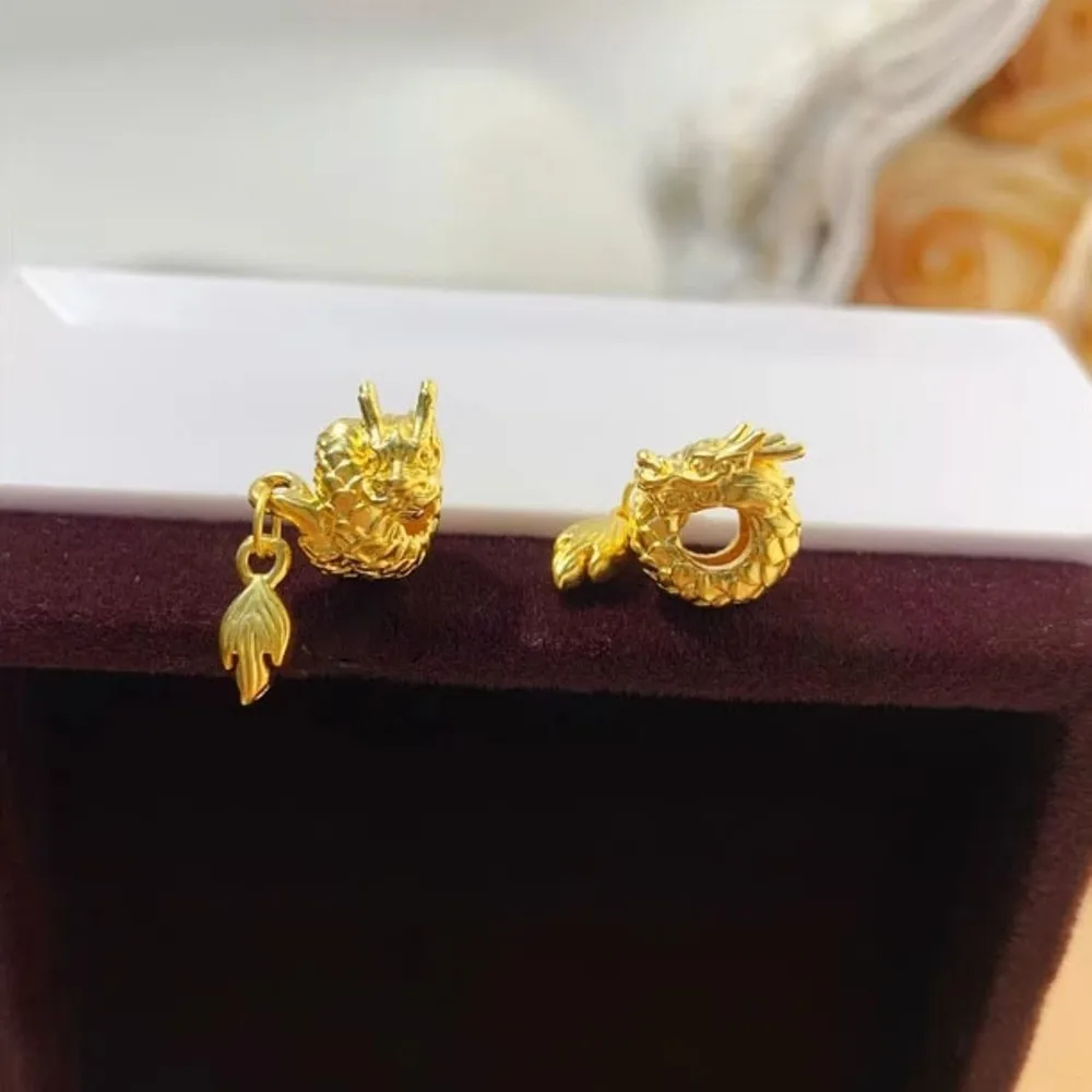 1 шт. настоящий чистый 999 24-каратный желтый золотой бисер сделай сам на удачу