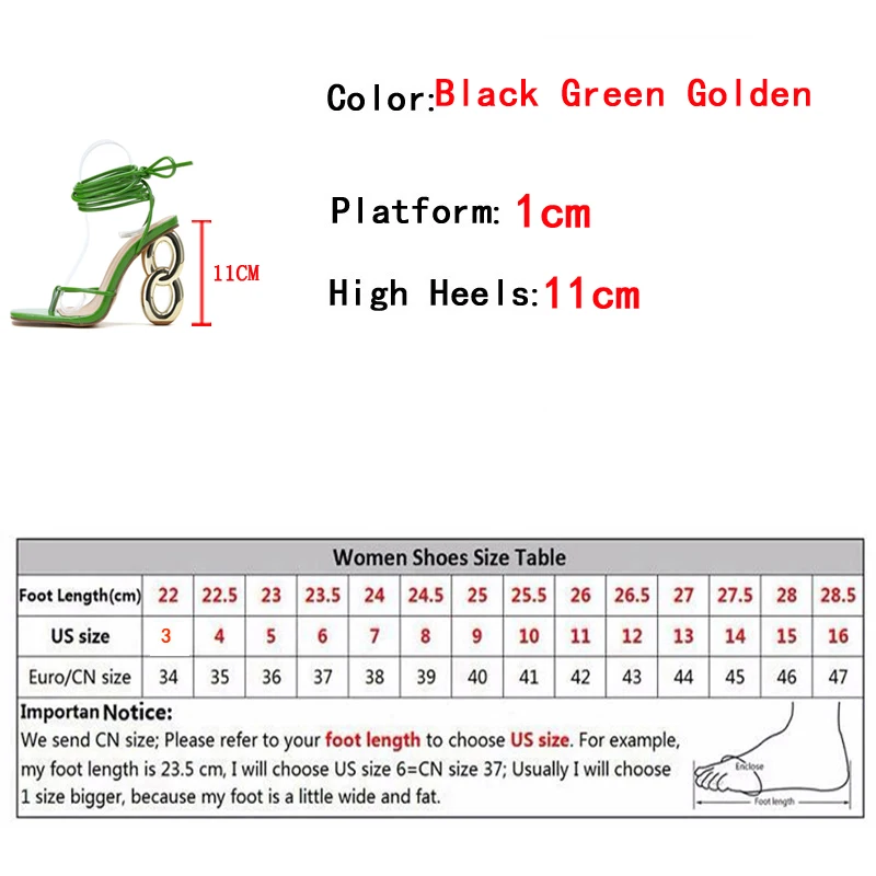 Liyke New Fashion Green Cross Ankle Strap Women's Strange High Heels Sexy Sandals Summer Pinch Narrow Band Square Toe Party Shoe