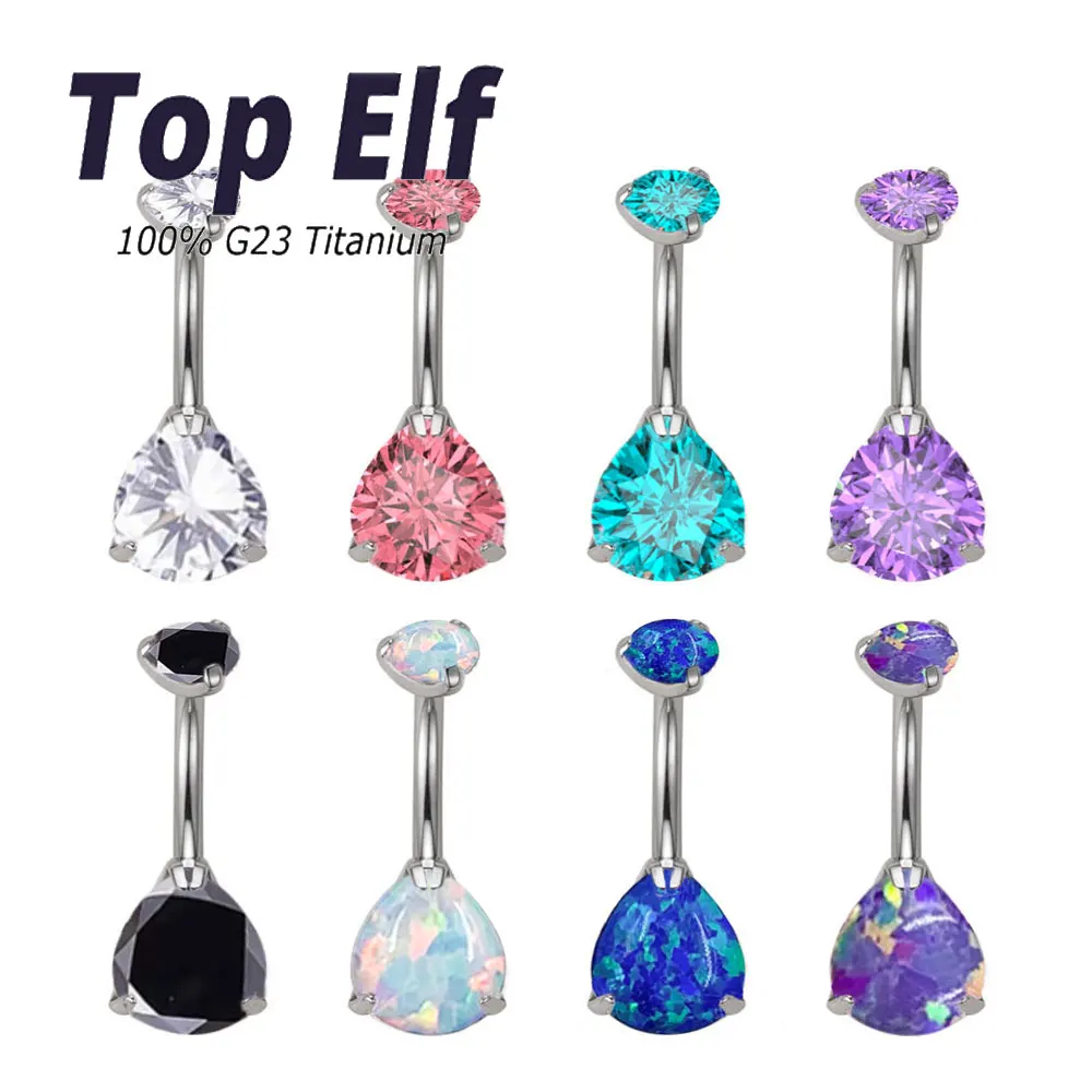 

G23 ASTM F136 Titanium Opal Belly Button Ring Navel Ring Piercings Body Jewelry For Women Belly Navel Rings