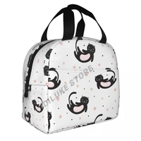 cute cats black sleeping kittens and stars insulated lunch bags print food case cooler warm bento box for kids lunch box