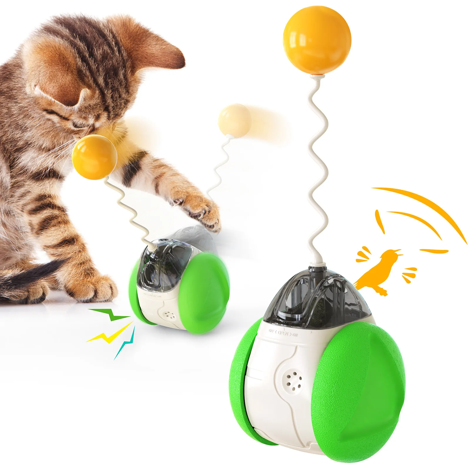 

Tumbler cat turntable toy, leaking food ball teasing cat stick self-healing artifact pet toy