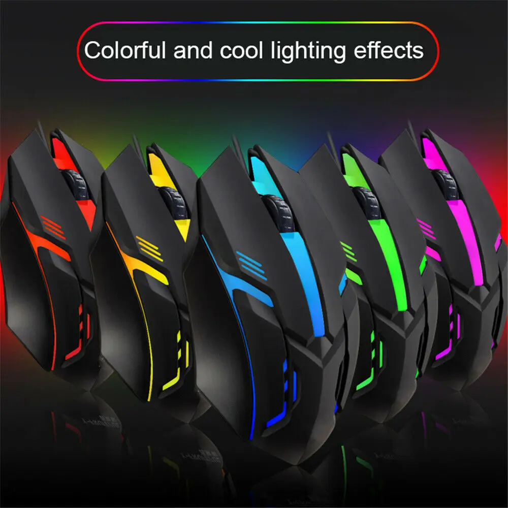 

S1 Gaming Mouse 7 Colors LED Backlight Ergonomics USB Wired Gamer Mouse Flank Cable Optical Mice Gaming Mouse For Laptop Mice PC
