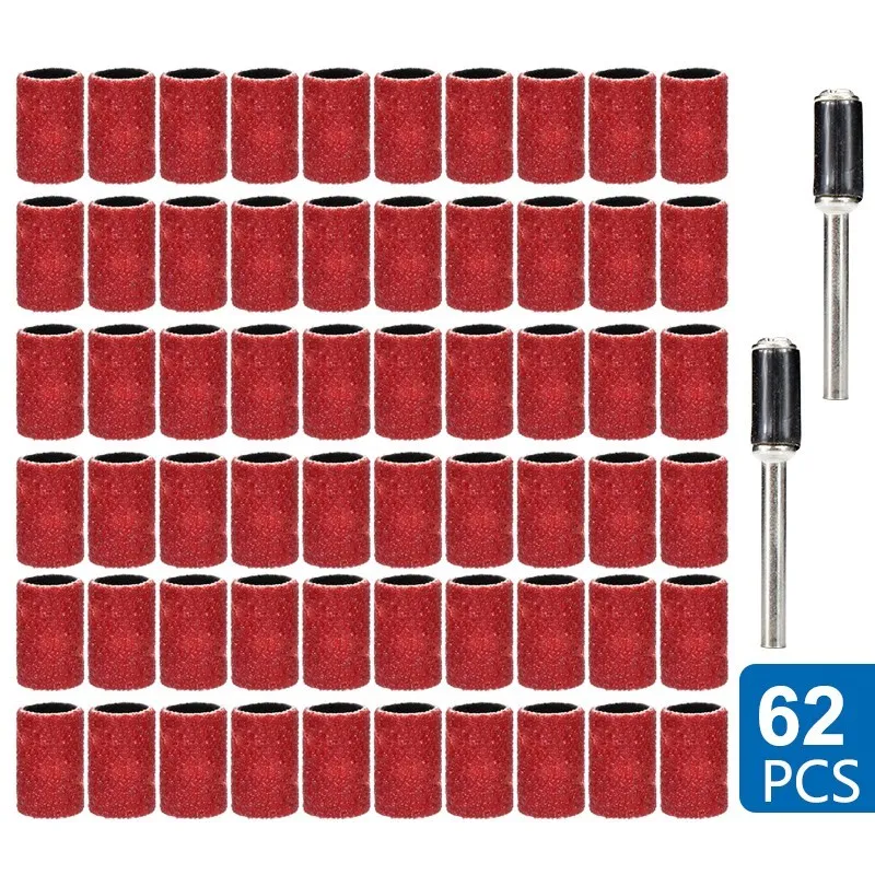 CMCP 62 шт. шлифовальные ленты зернистость 80 наждачная бумага с 1/4 оправкой шлифовальный барабан для Dremel вращающийся инструмент дерево металл полировка