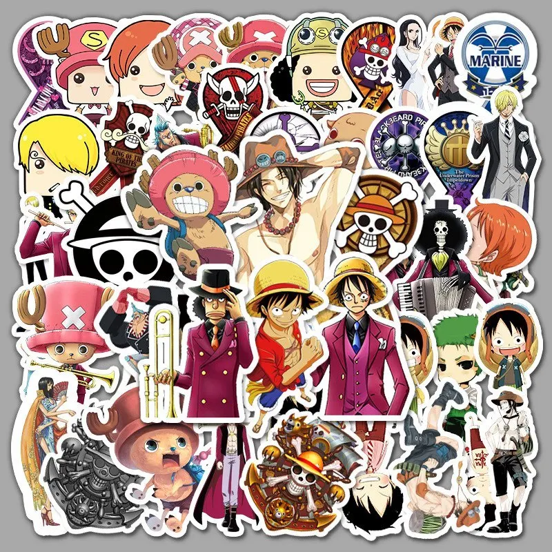 

56pcs/lot One Piece Luffy Stickers Anime Sticker Notebook Motorcycle Skateboard Computer Mobile Phone Cartoon Toy Gift