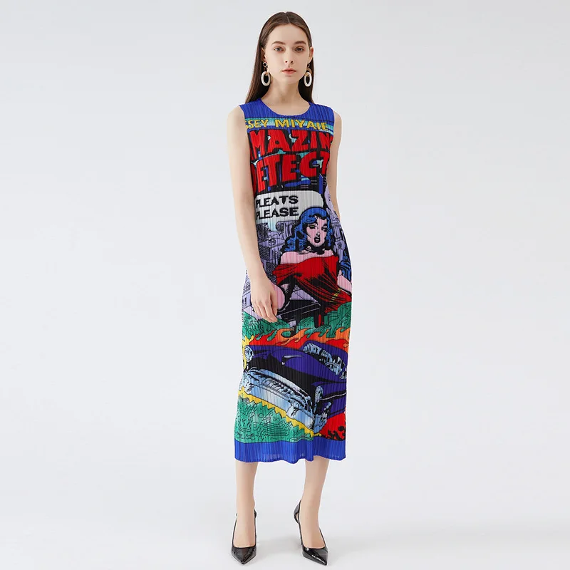 

Женское плиссированное платье миаке, Летнее Длинное плиссированное платье миаке с складными рукавами, дизайнерская юбка, новинка 2022