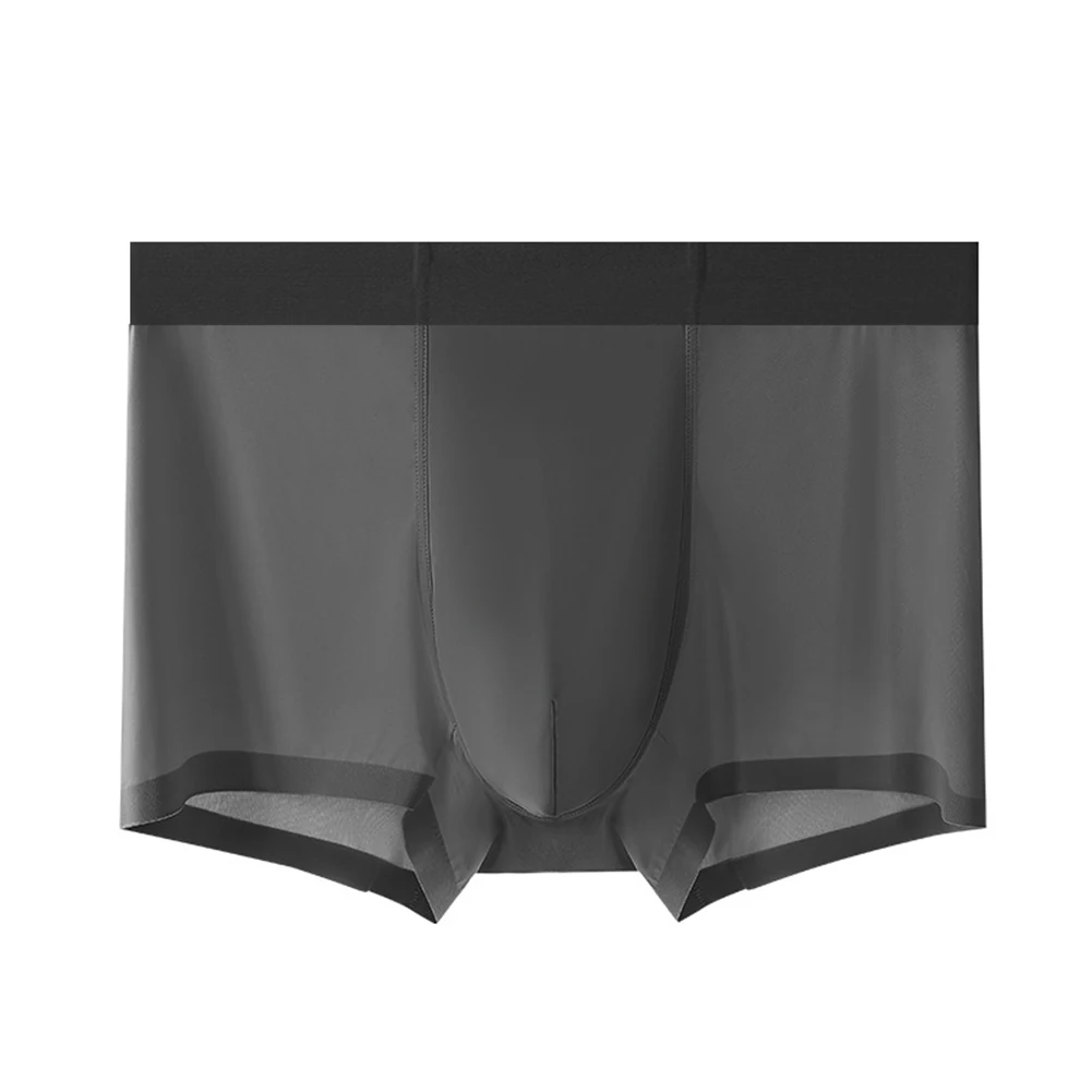 

Sexy Men Ice Silk Seamless Boxer Briefs Pouch Underwear Shorts Men's Swimming Trunks Underpants For Boys Intimate Boxershorts