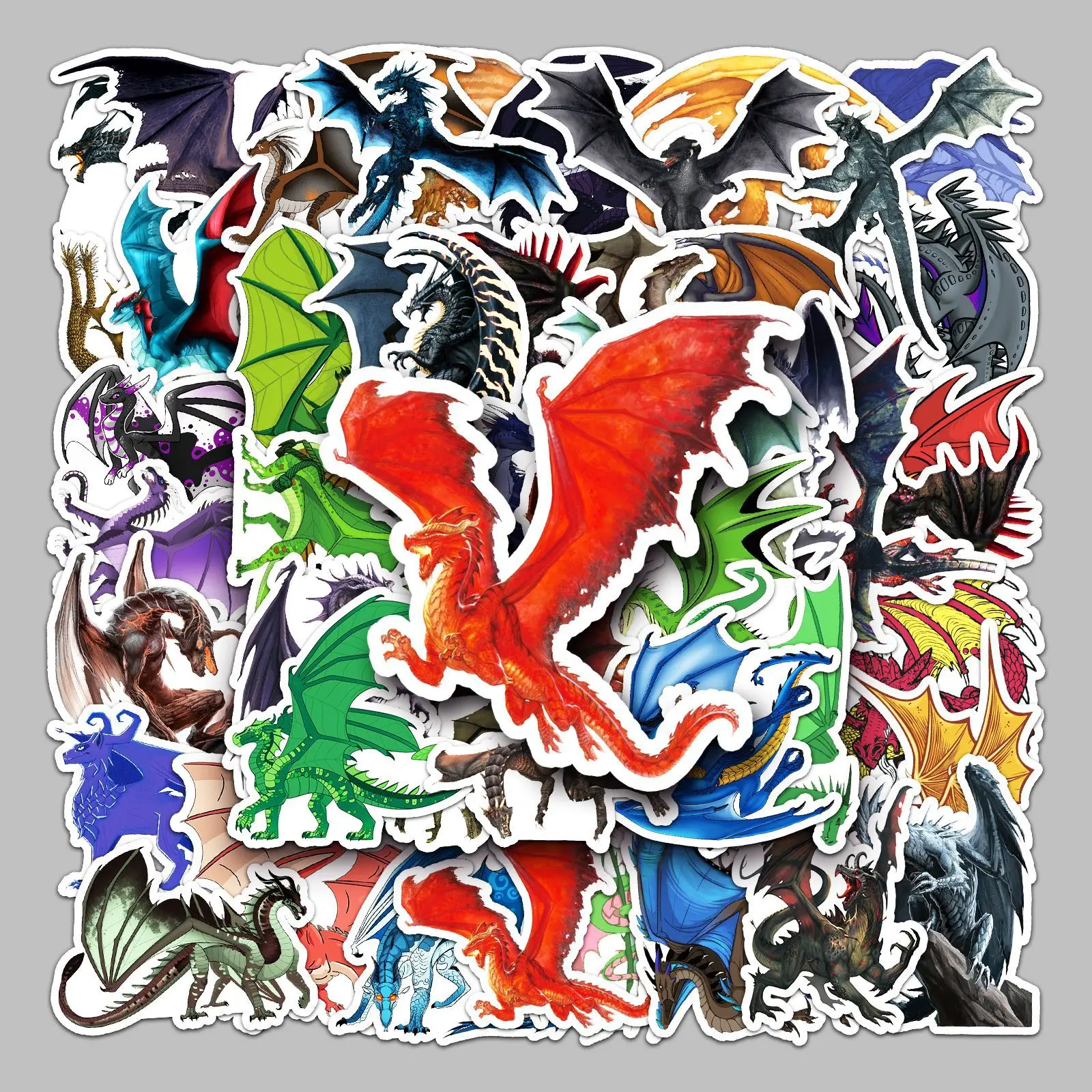 

50 шт., наклейки в стиле аниме «дракон»