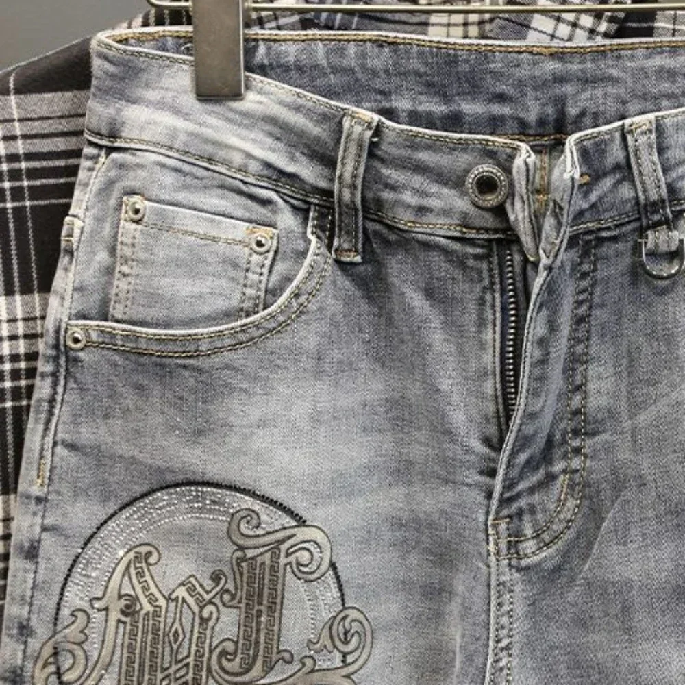 Мужские джинсы в стиле гранж Y2k укороченные брюки большого размера мужские