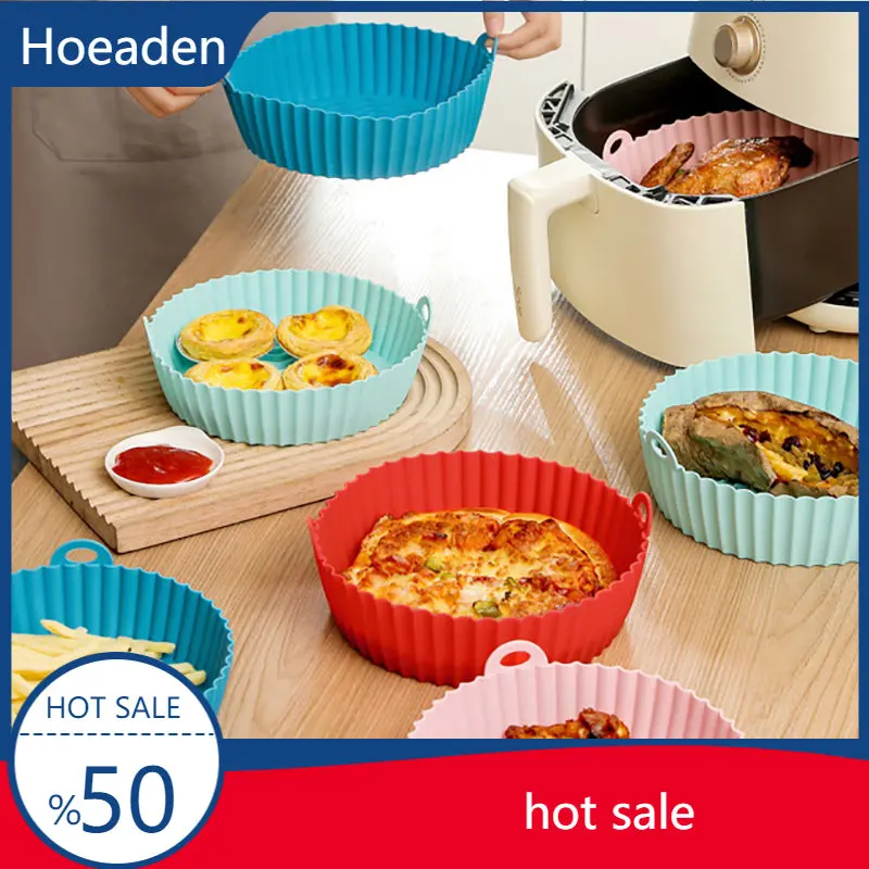 

Air Fryer Silicone Pot Reusable Non-Stick Oven Microwave Grill Pan Tray Baking Basket Tool Accessories