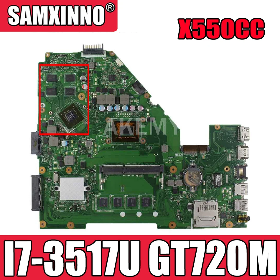 

Материнская плата для ноутбука X550CC для ASUS X550CC A550C X550CL R510C, оригинальная материнская плата 4 ГБ-Оперативная память I7-3517U GT720M