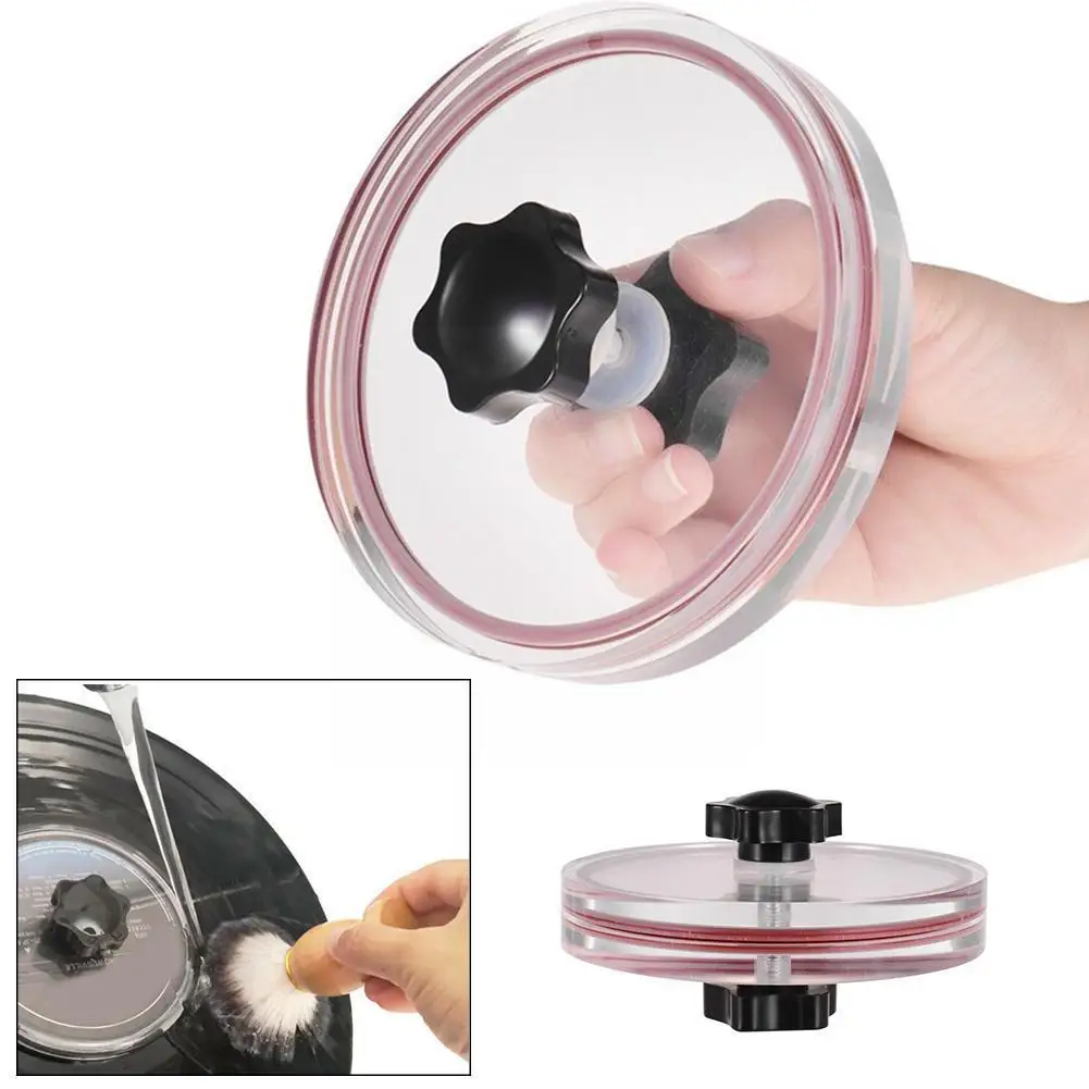 Vinyl Record Cleaner Clamp Vinyl Record Label Saver Waterproof Protector With Tool Handle Acrylic Clean J6u8