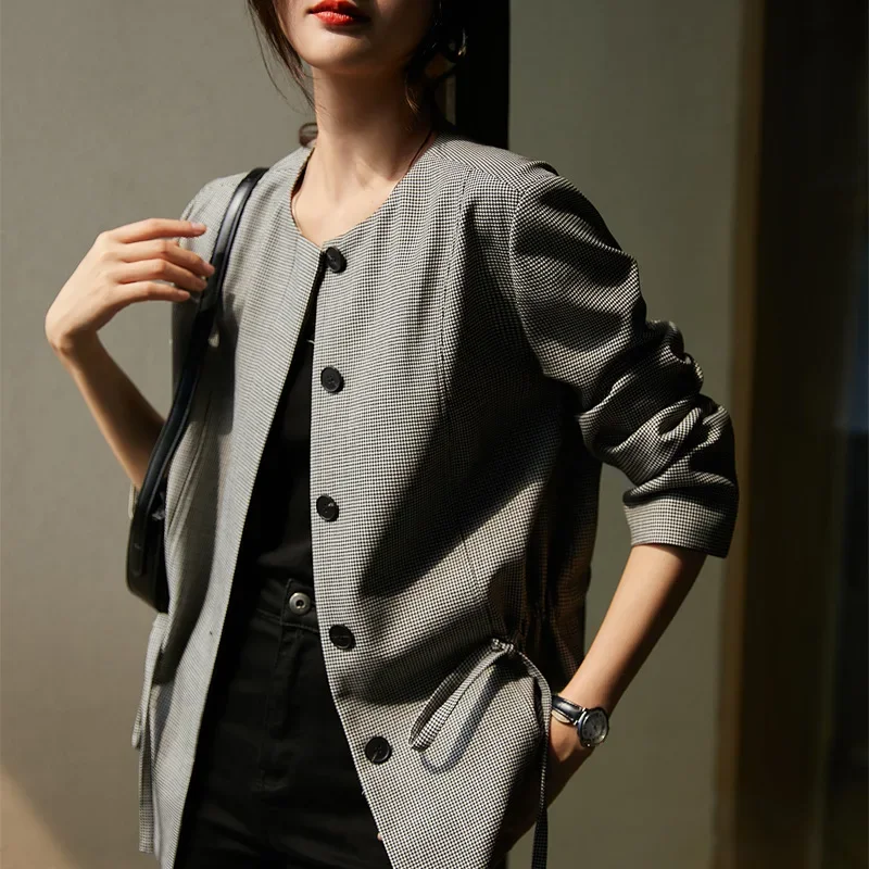 Винтажная куртка с рисунком тысячи птиц элегантный повседневный костюм