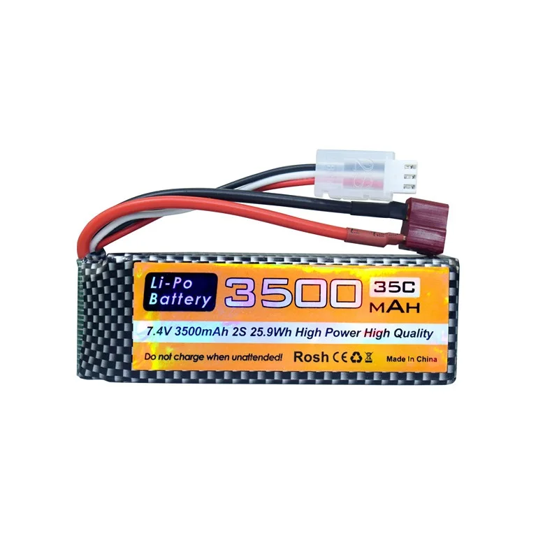 Фото Аккумулятор LiPo 2S 35C 3500 мАч 7.4В для MJX Hyper Go H16P H16E H16GT H16BM H16PL 14301 14302 14209 14210 с T-образным разъемом №4