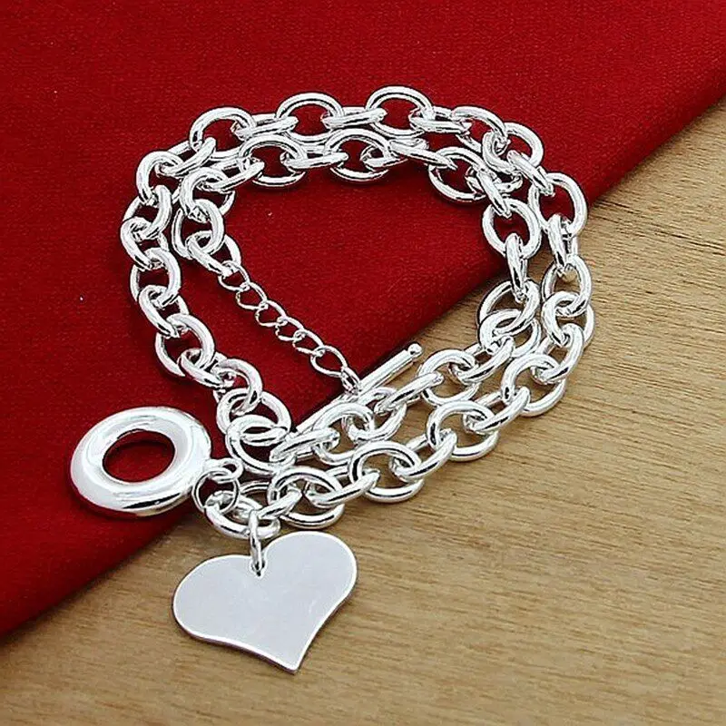 

Enduring Love 925 Sterling Silver Heart/Circle/Dog Pendant Necklace Chain Jewelry