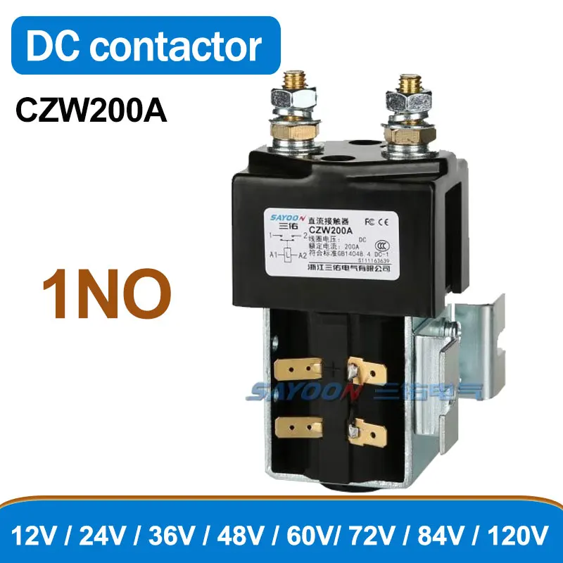 

Реле мощности CZW200A ZJW50A, 1NO, контактор постоянного тока 12 В, 24 В, 36 В, 48 В, 60 в, 72 в, 84 в, 120 в для автомобилей, электрических вилочных погрузчиков, гр...
