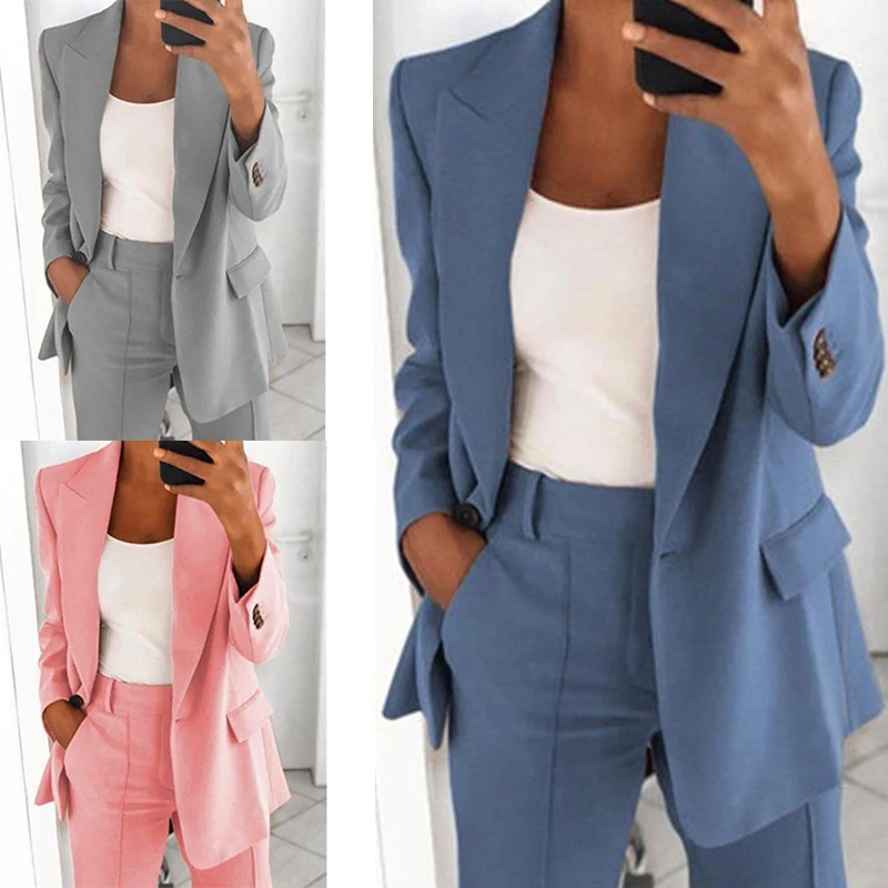 

Spring and Autumn Fashion Lapel Slim Cardigan Temperament Suit Jacket Women's Office Long Sleeve Women's Jacket Blazer Women New