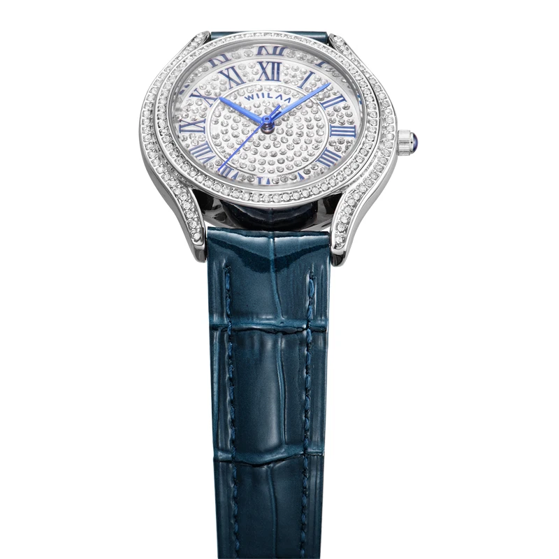 WIILAA Fashion Women Watch Full Diamonds Exquisite Waterproof Leather Belt Wristwatch Ladies Quartz Watch Clock Gift Reloj Mujer enlarge