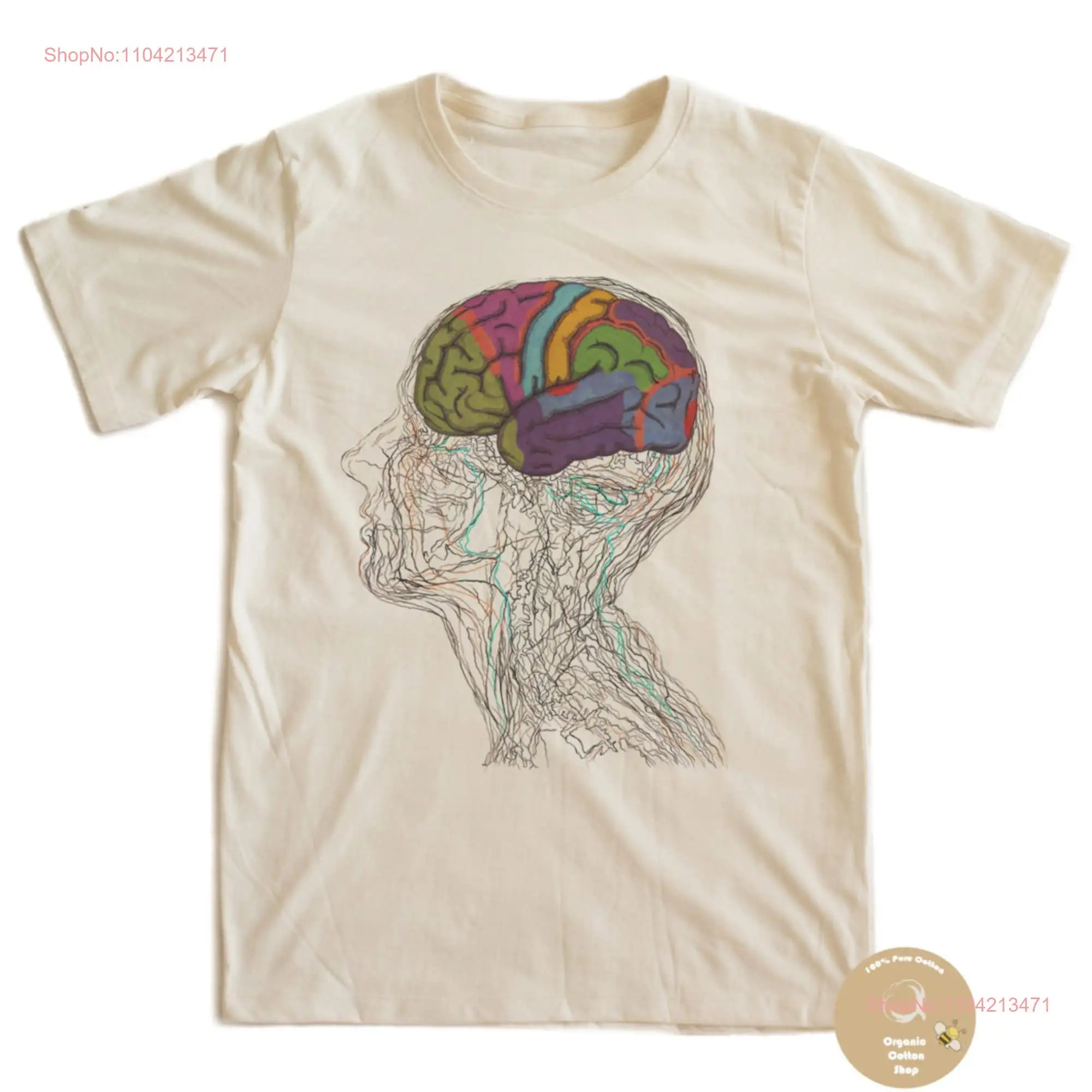 Colourful Brain Punk T shirt 100 Organic Cotton long or short sleeves