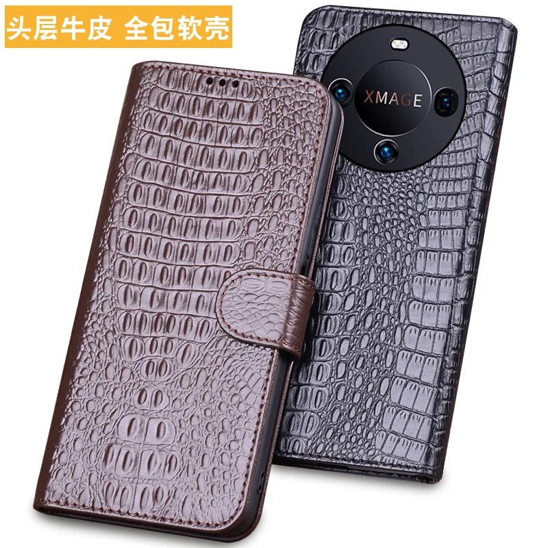 

Luxury Genuine Leather Wallet Cover Business Phone Cases For Huawei Mate 60 Mate60 Pro Cover Credit Card Money Slot Holste Case