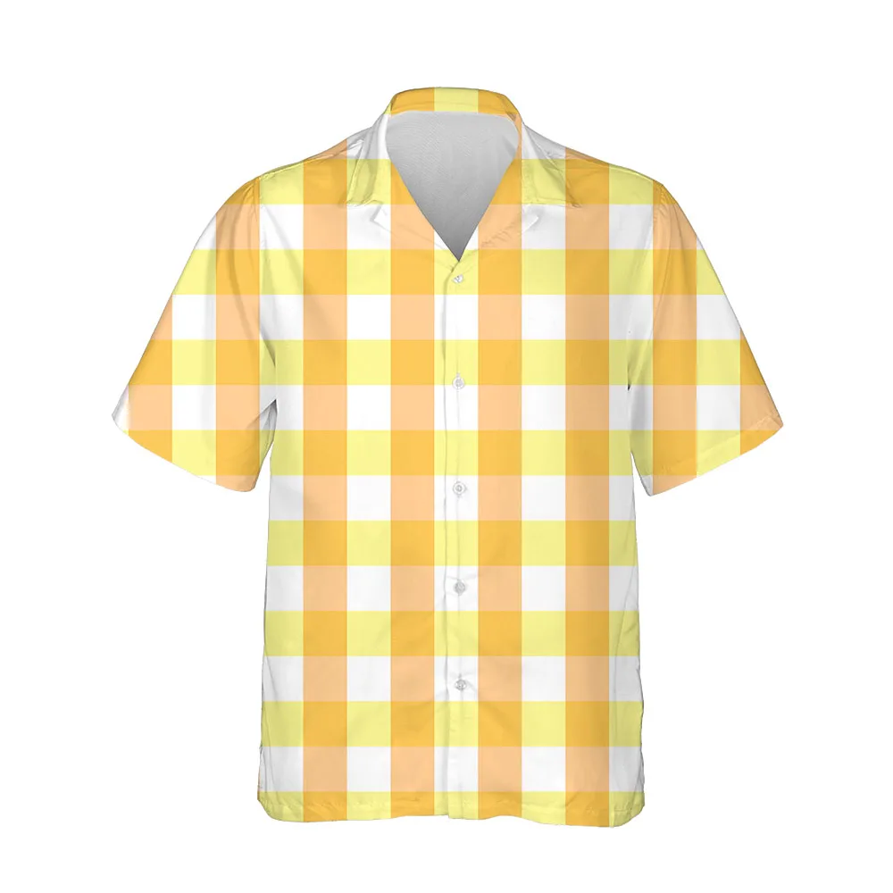 Jumeast New 3D Men's Clothing Casual Plaid Shirts For Men Casual Mens Hawaiian Shirt Short Sleeve Oversized Streetwear Blouses