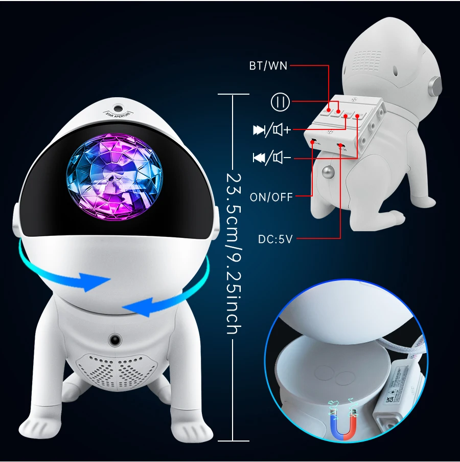Galaxy Star Projector,Smart Tuya Space Dog Astronaut Lamp Starry Sky Night Light for Home Decorative Kid Christmas Birthday Gift