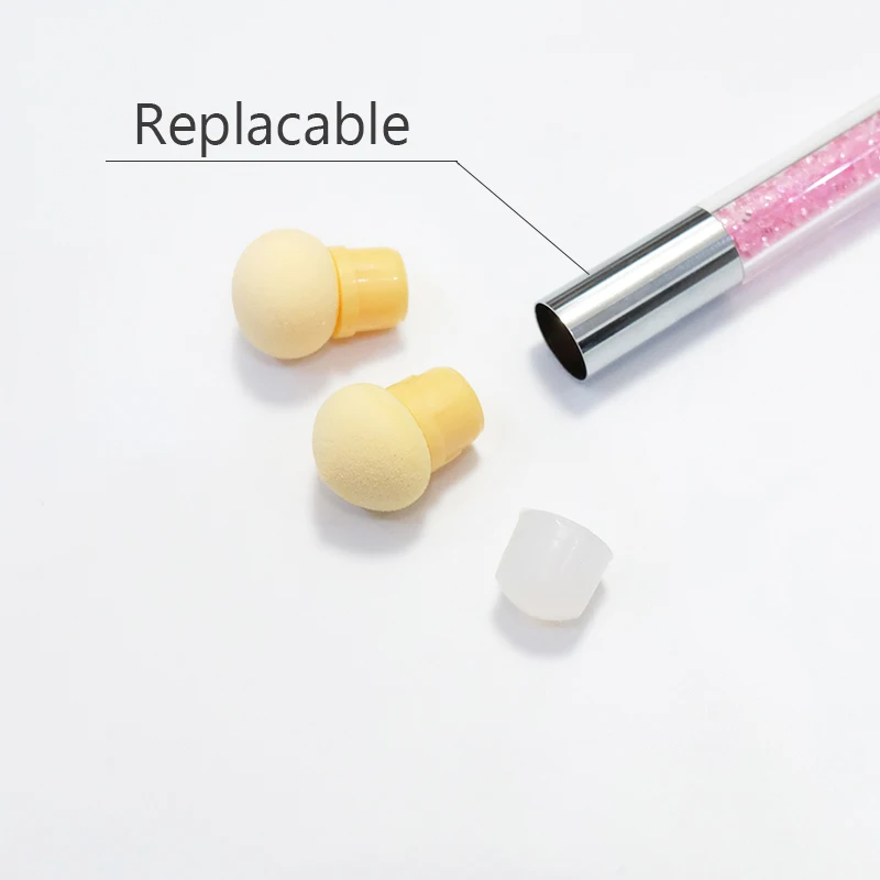 Двусторонняя градиентная Кисть для ногтей блестящие губки пудры точечная ручка