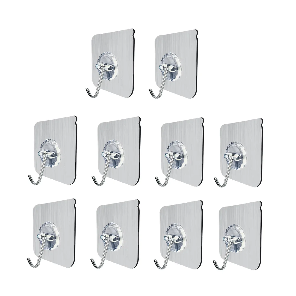 

10Pc Kitchen Wall Hooks Adhesive Hooks Ceiling Hooks Bath Ceiling Hooks Waterproof Transparent Hooks