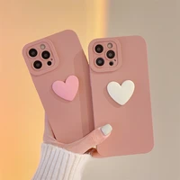 3d solid color simple love heart case for iphone 11 12 13 pro max x xs xr xsmax 7 8 plus huawei p30 p40 mate30 mate40 nova 5 6 7