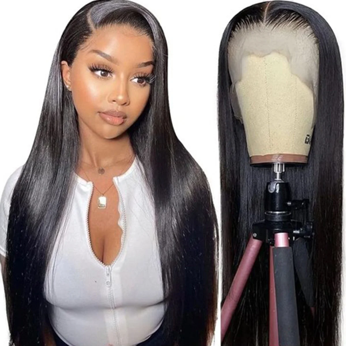 Индийские Волосы Передние Кружевные Парики Длинные Прямые 13x4 Прозрачные