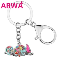 arwa enamel alloy metal cute chameleon keychain car keyring fashion pets jewelry for women girl teens charms gift accessories