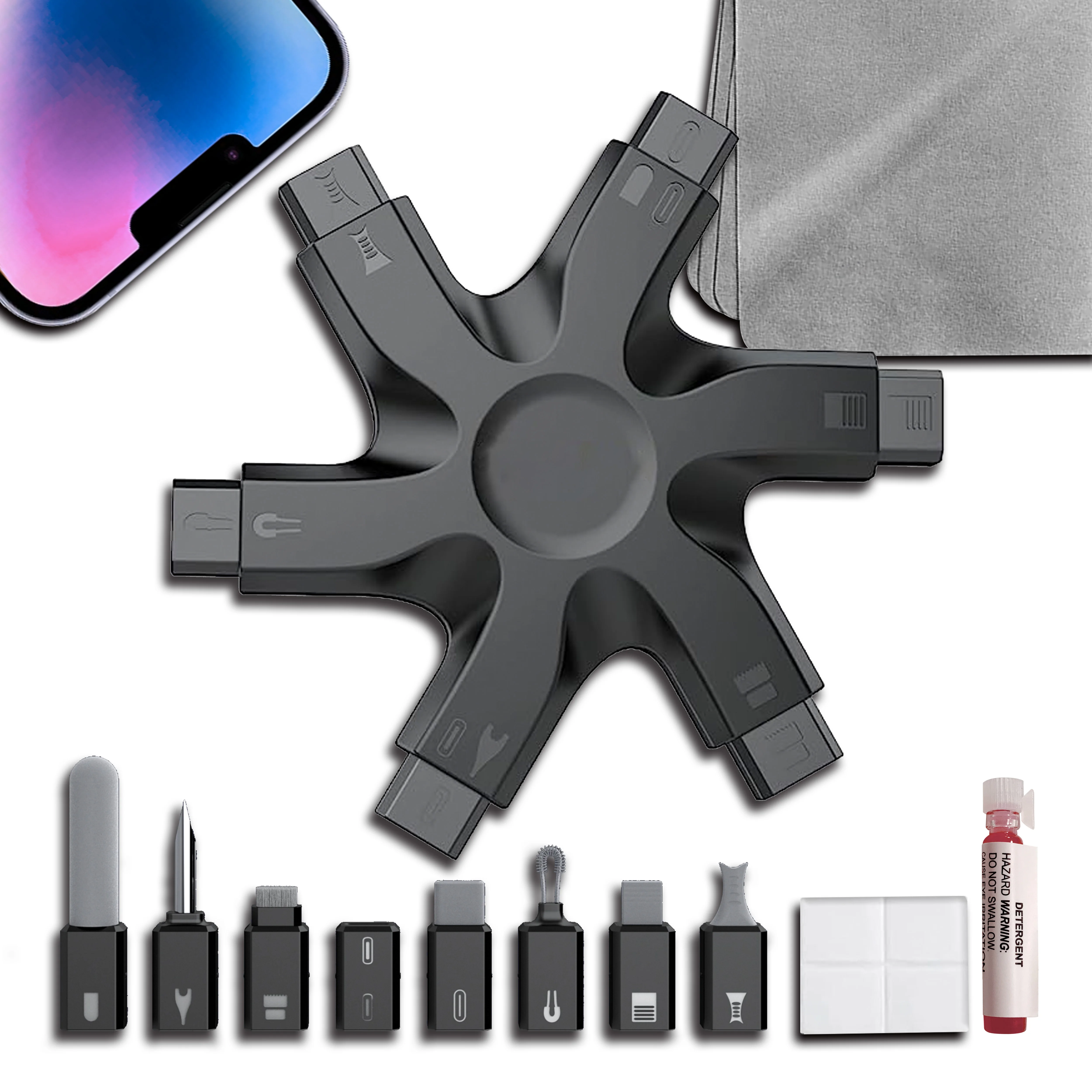 

Snowflake 10 in 1 Cleaning Kit Charger Port Cleaner Tool for iPad Pro Cell Phone Charging Port, Speaker Cleaning Dust for Iphone